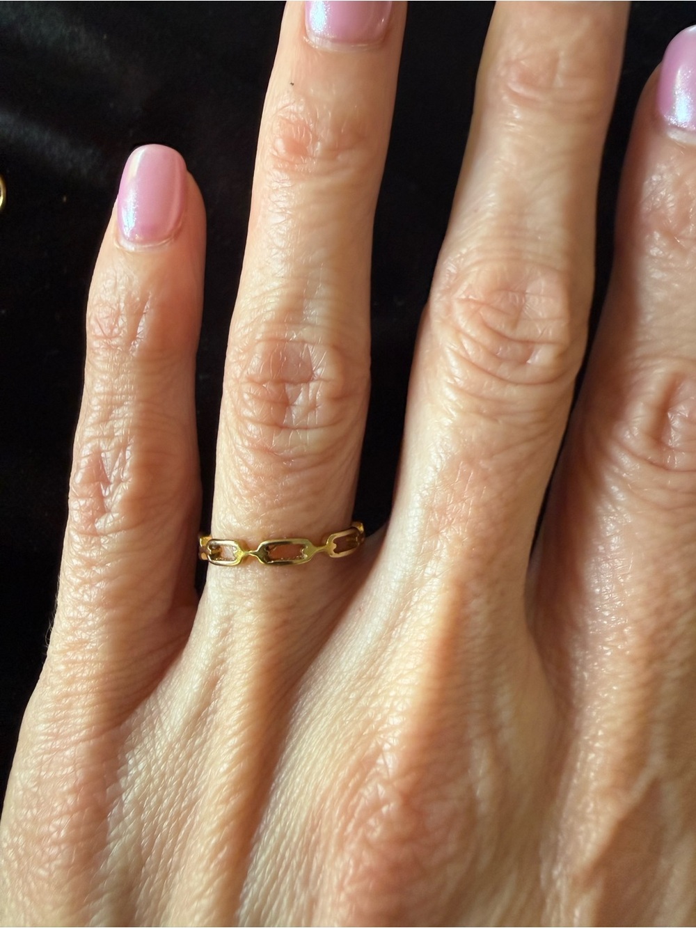Gold Link Pattern Women's Stackable Ring